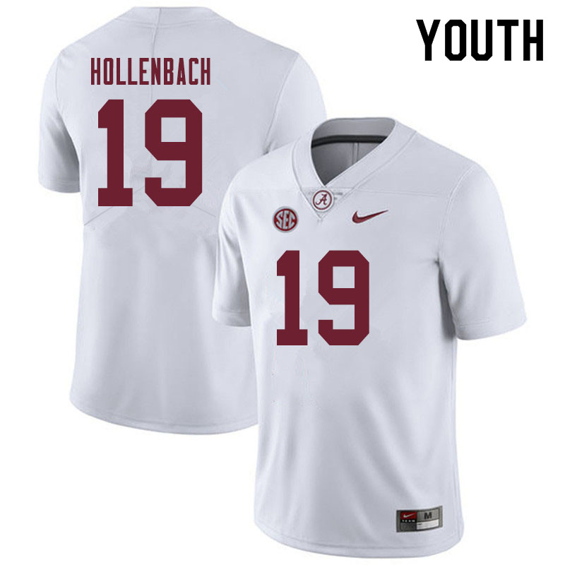 Youth #19 Stone Hollenbach Alabama Crimson Tide College Football Jerseys Sale-White
